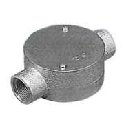 外山電気 丸型露出ボックス 厚鋼用 鋳鉄製 2方出直通 O2Z16