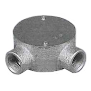 外山電気 丸型露出ボックス 厚鋼用 鋳鉄製 2方出直角 O9Z22